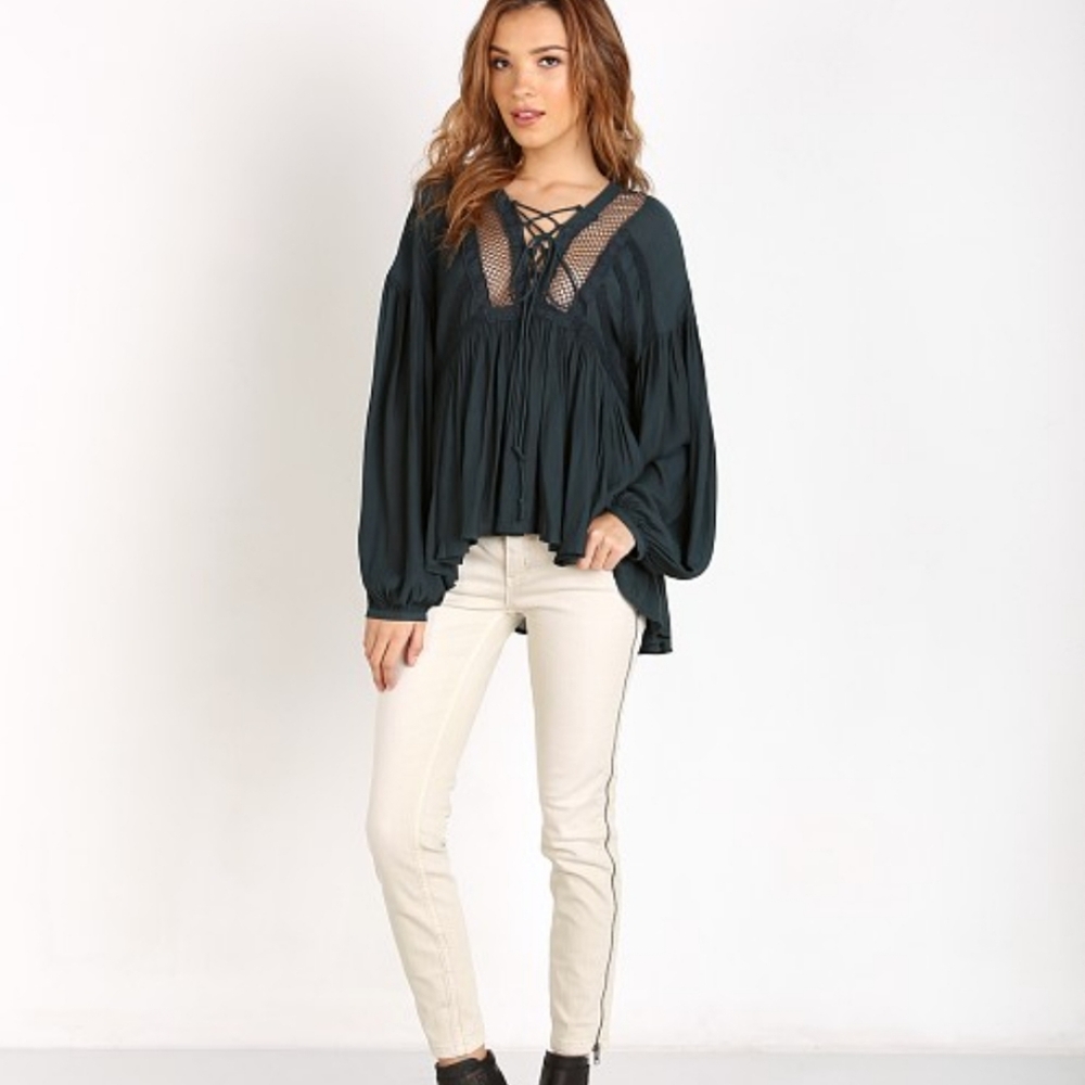 Free People Pebbled Don't Let Go Peasant Top